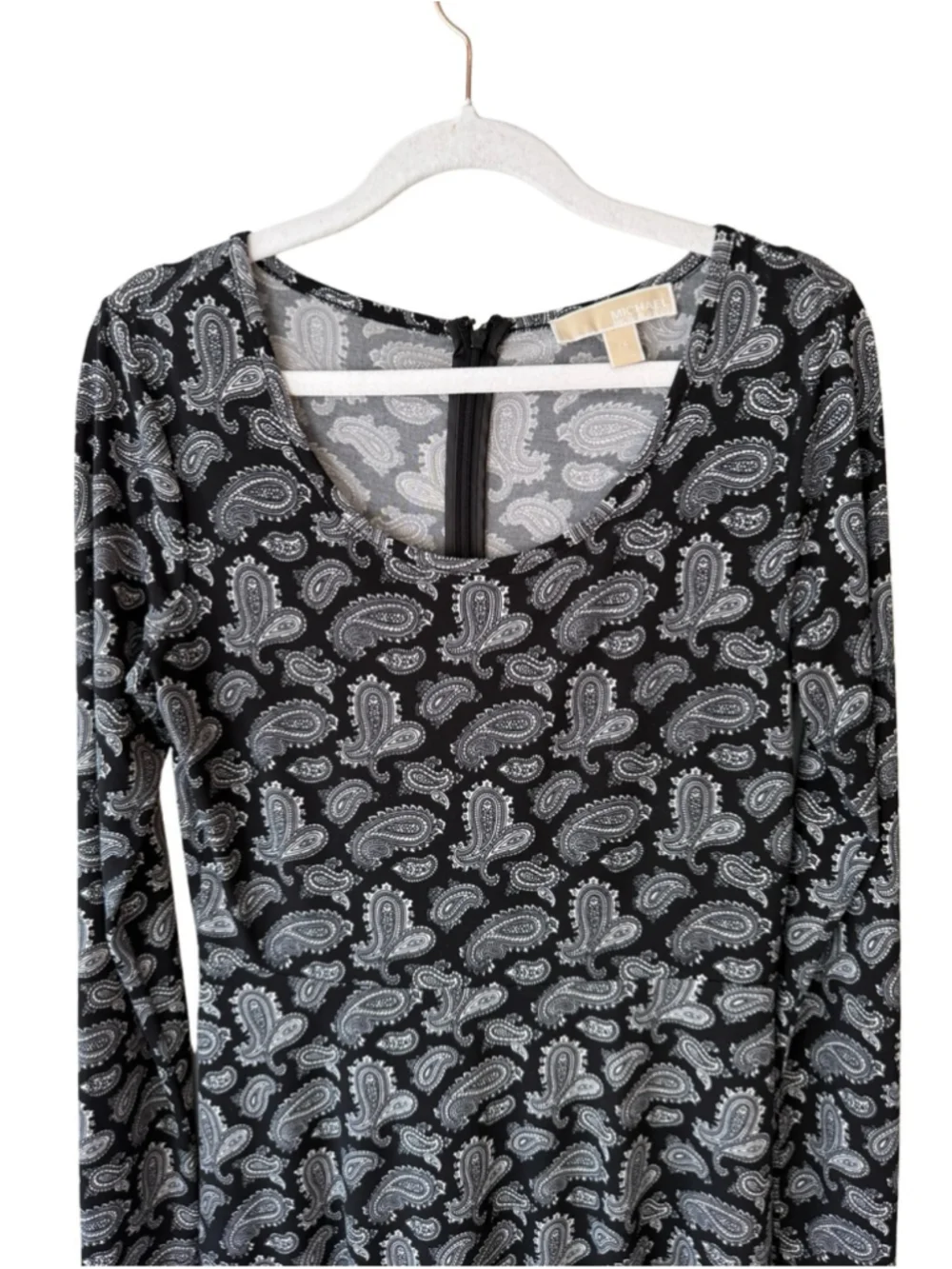 Michael Kors Black Paisley Long-Sleeve Mini Dress Size XS Classic Stretch Office
